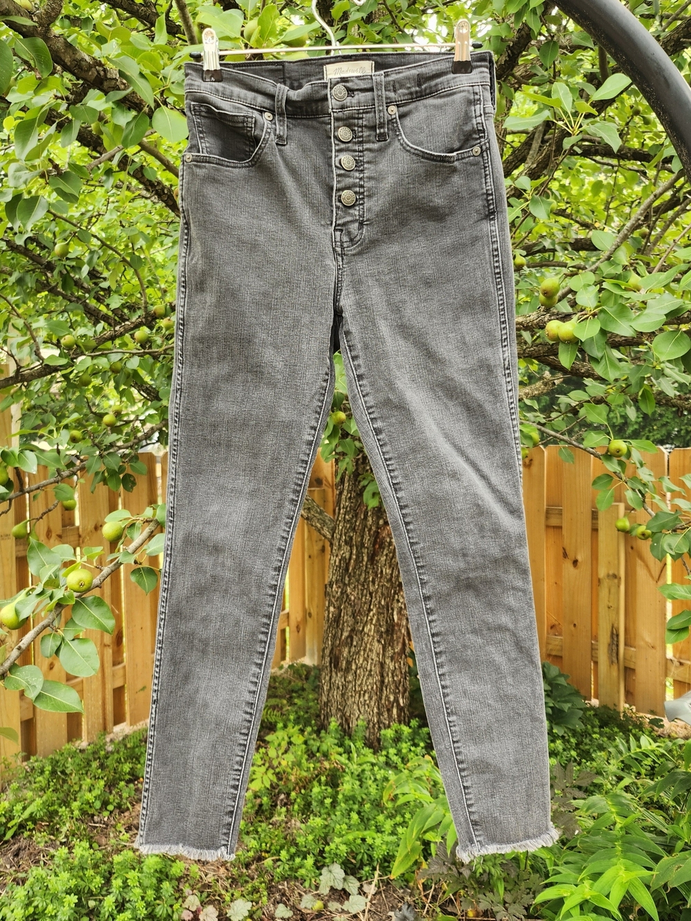 Madewell 27 Gray Washed Black 10" High-Rise Skinny Jeans with Button Fly